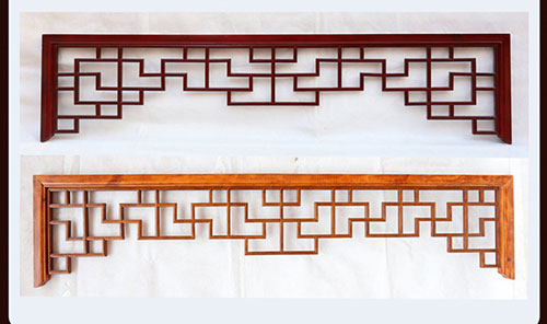 重庆中式花格吊顶门楣挂落仿古落地罩在实际案例中的展示