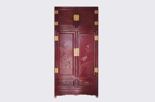 重庆高端中式家居装修深红色纯实木衣柜