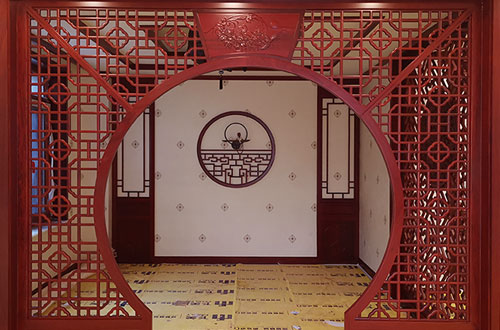 重庆中式仿古装修木雕实木花格落地罩定制